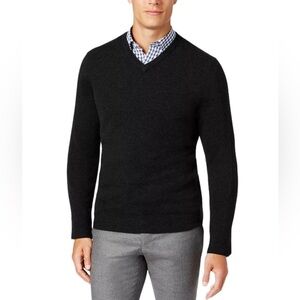 Charter Club Mens 100% Cashmere Black‎ V Neck Long Sleeve Sweater Large